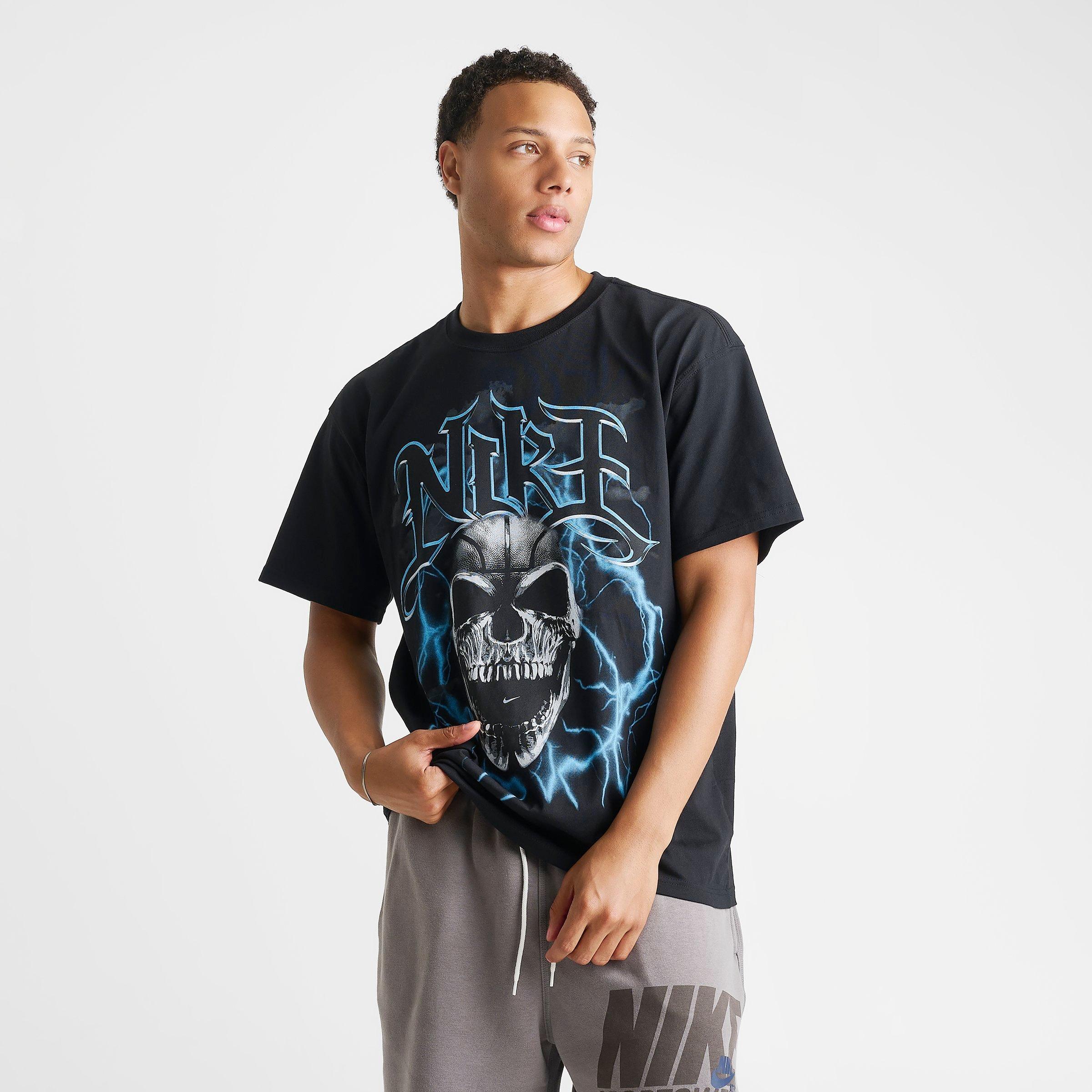 Men's Nithtke Basketball Skull Lightning Graphic T-Shirt - Black