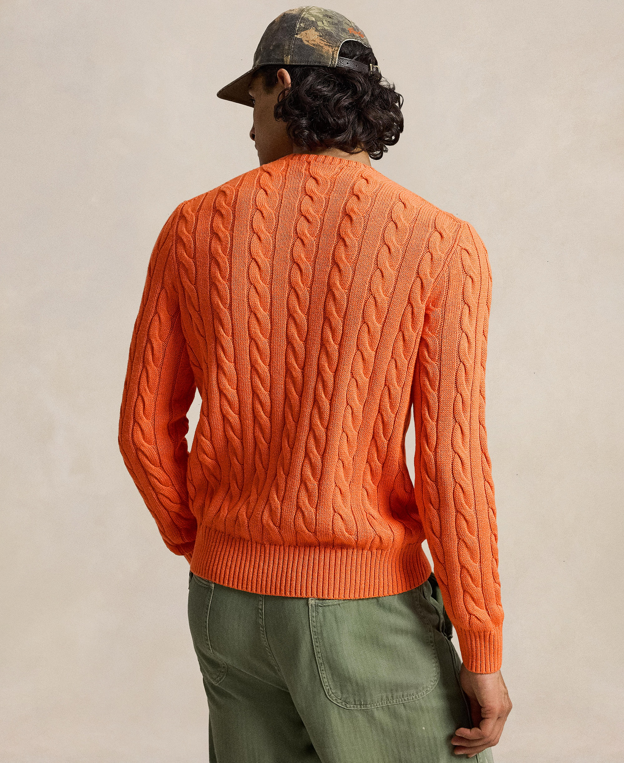Polo Ralph Lauren Men's Cable-Knit Cotton Sweater - Orange Jasper Heather