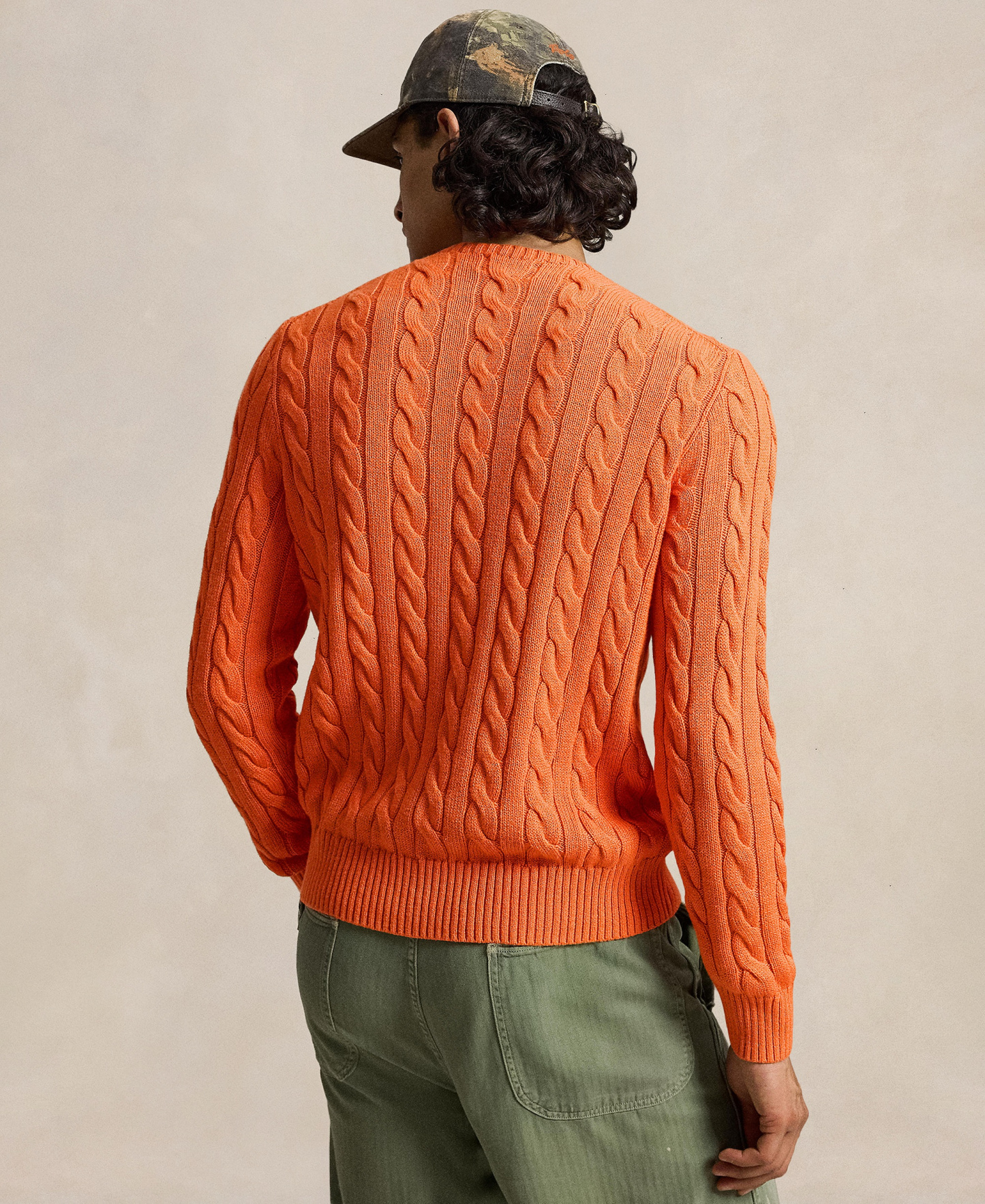 Polo Ralph Lauren Men's Cable-Knit Cotton Sweater - Orange Jasper Heather