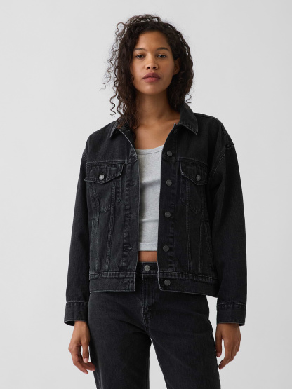 Oversized Icon Denim Jacket - Black wash