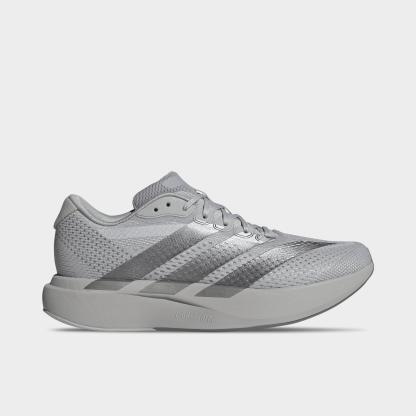 Men's adidas Adizero Pacer Running Shoes - Grey/Iron Metallic/Grey - Left shoe facing left. Outside of the shoe.