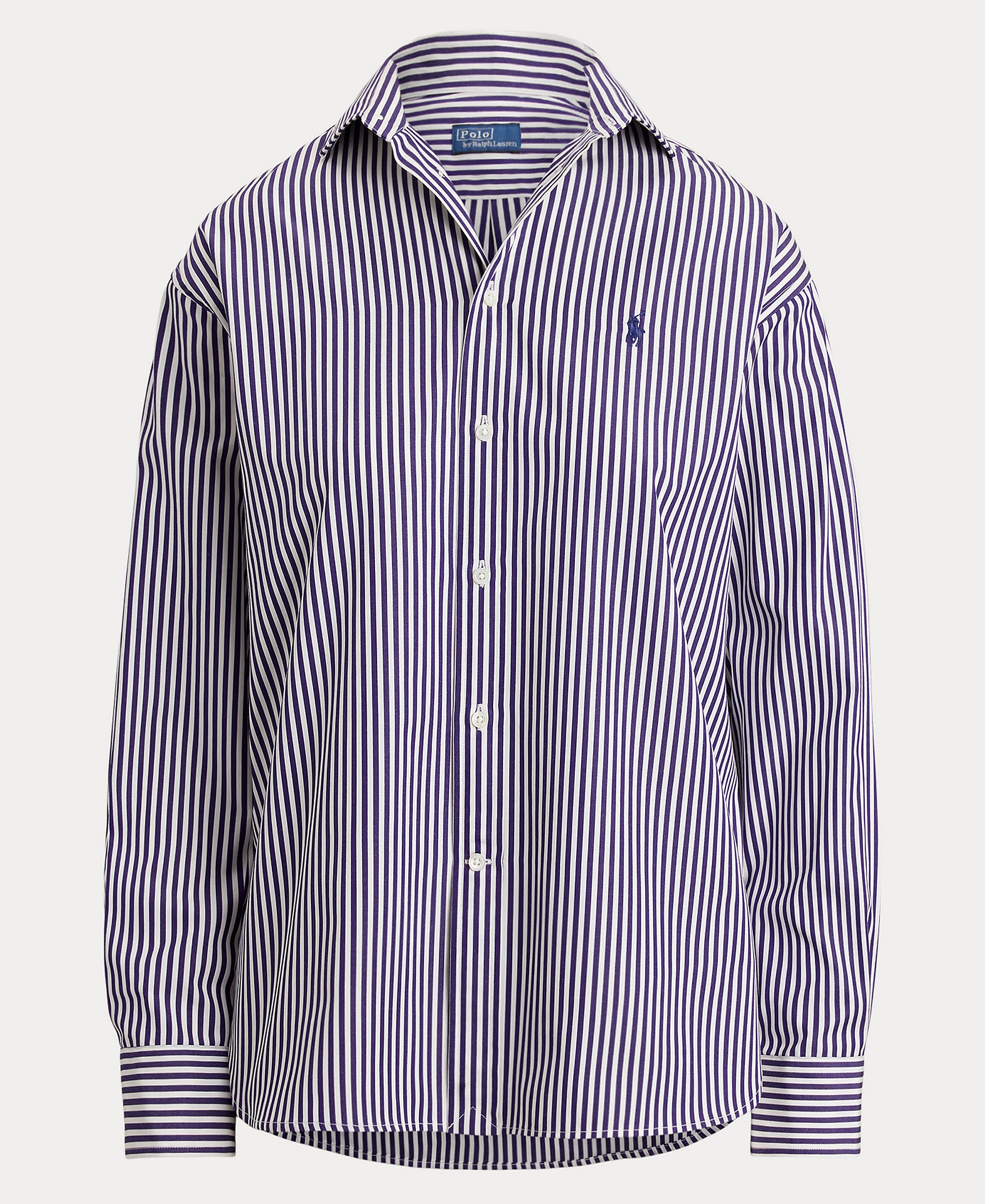 Polo Ralph Lauren Women's Relaxed-Fit Striped Cotton Shirt - Purple White
