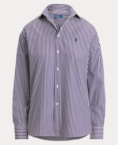 Polo Ralph Lauren Women's Relaxed-Fit Striped Cotton Shirt - Purple White