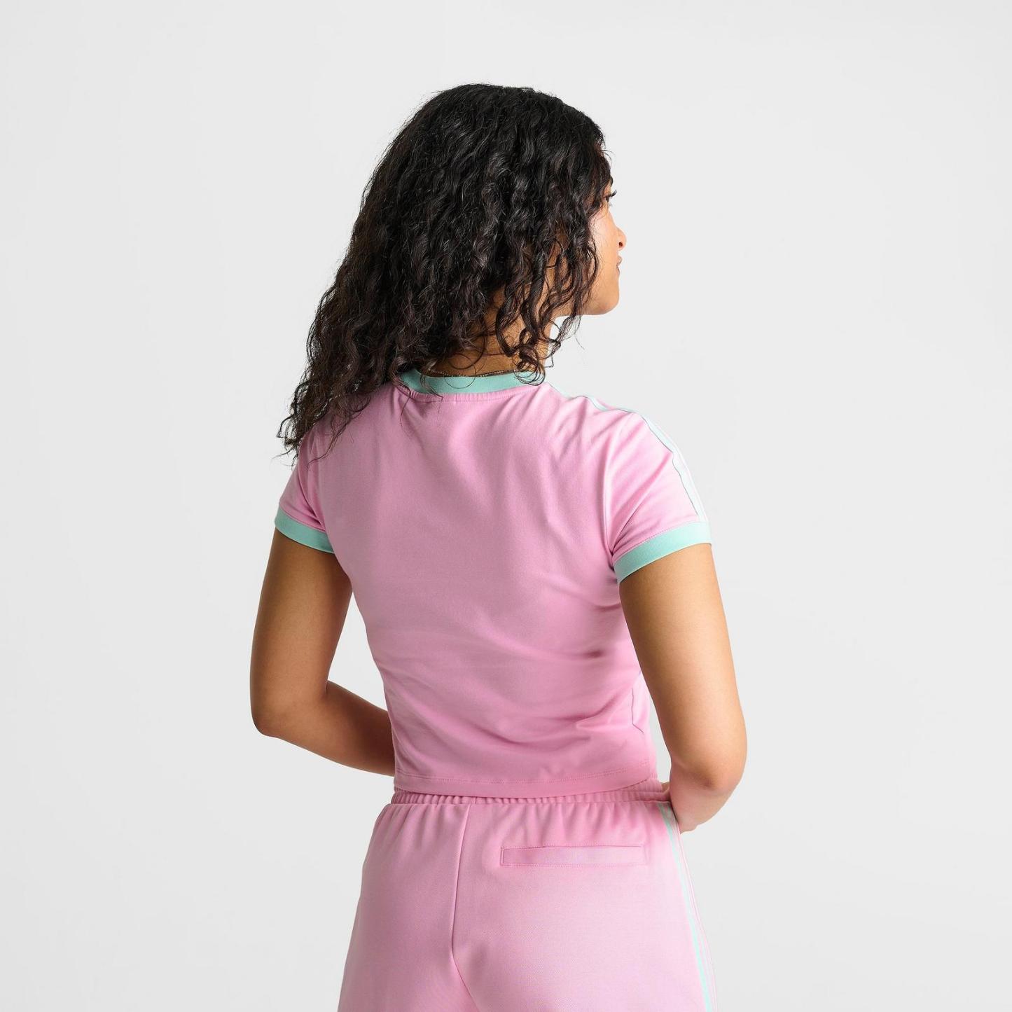 Women's adidas Originals adicolor 3-Stripes Baby T-Shirt - True Pink/Clear Mint - view 4