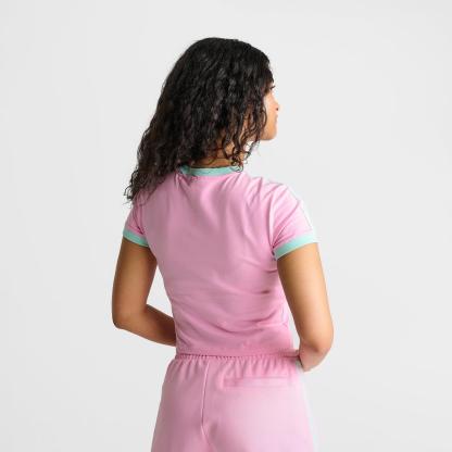 Women's adidas Originals adicolor 3-Stripes Baby T-Shirt - True Pink/Clear Mint - view 4