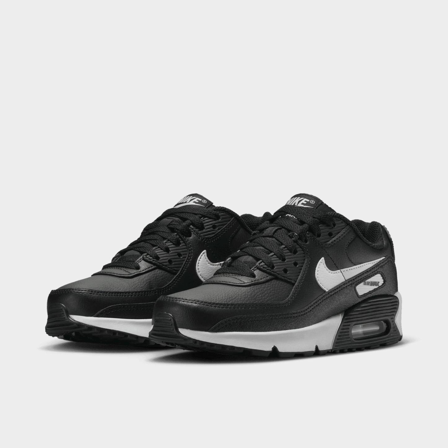 Big Kids' Nithtke Air Max 90 Casual Shoes - Black/Black/White - Both shoes facing left