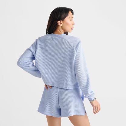Women's Nike Sportswear Chill Waffle Oversized Long-Sleeve Henley Top - Hydrogen Blue/Sail