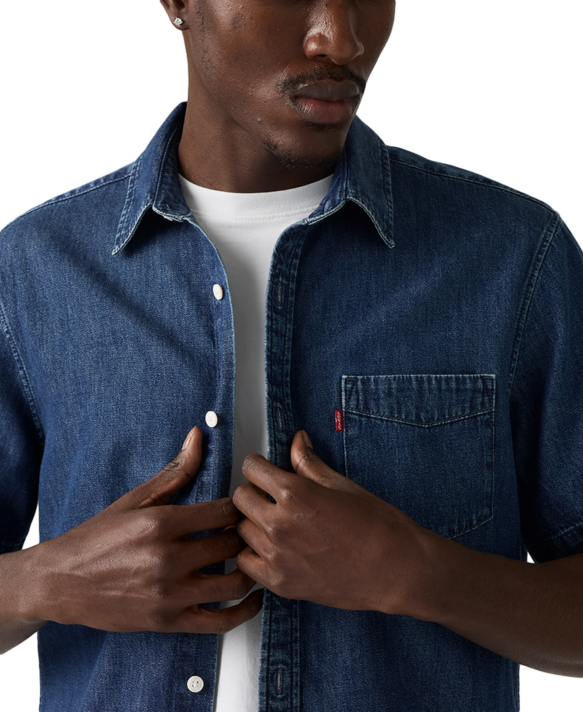 Levi's Men's Classic Pocket Short-Sleeve Regular-Fit Shirt - Blue