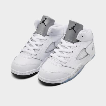 Kids' Toddler Air Jordan Retro 5 Basketball Shoes - White/Metallic Silver/Black - view 2