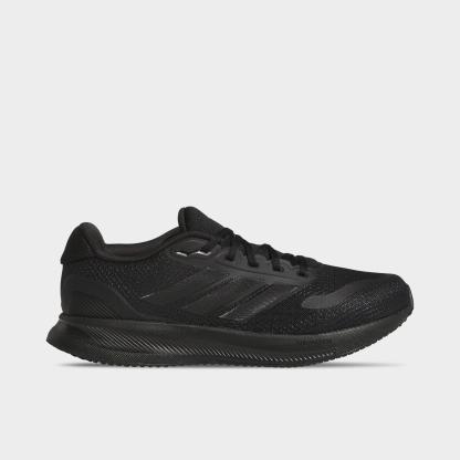 Men's adidas Runfalcon 5 Running Shoes (Wide Width) - Black/Black/White - Left shoe facing left. Outside of the shoe.