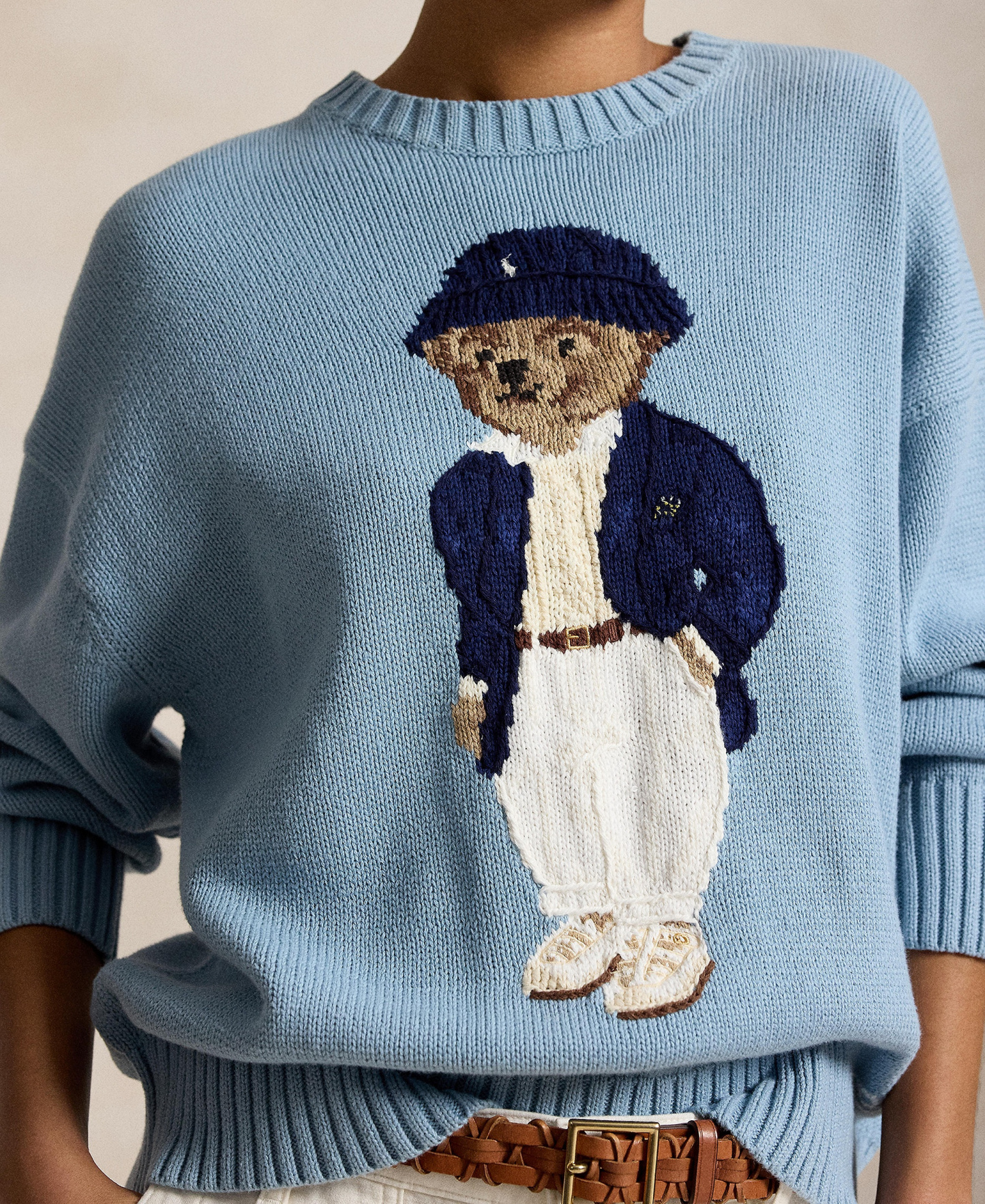 Polo Ralph Lauren Women's Polo Bear Oversized Crewneck Sweater - Blue Note