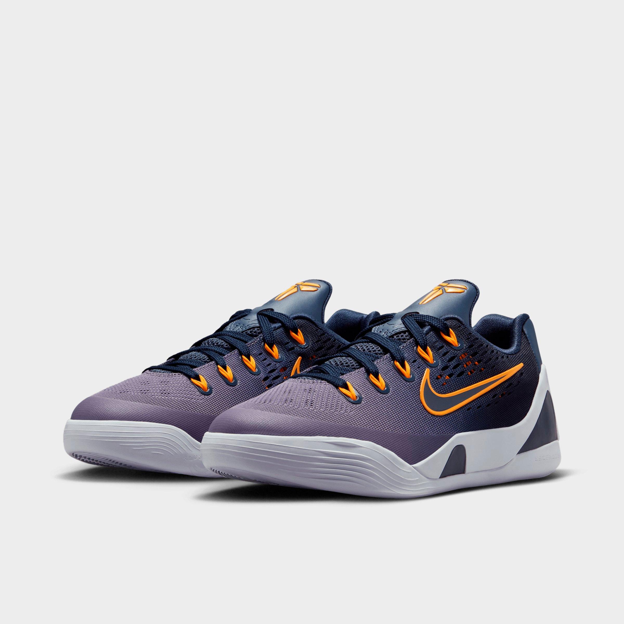 Big Kids' Kobe 9 Low EM Basketball Shoes - Thunder Blue/Laser Orange/Daybreak - Both shoes facing left