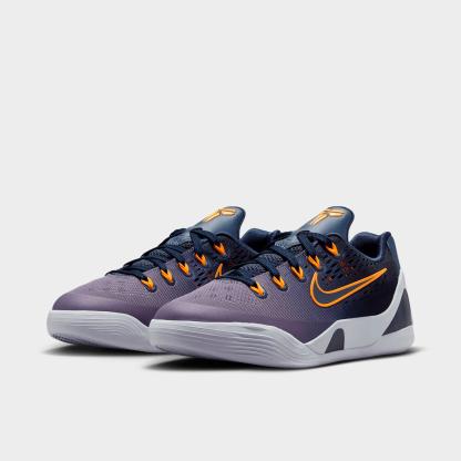 Big Kids' Kobe 9 Low EM Basketball Shoes - Thunder Blue/Laser Orange/Daybreak - Both shoes facing left