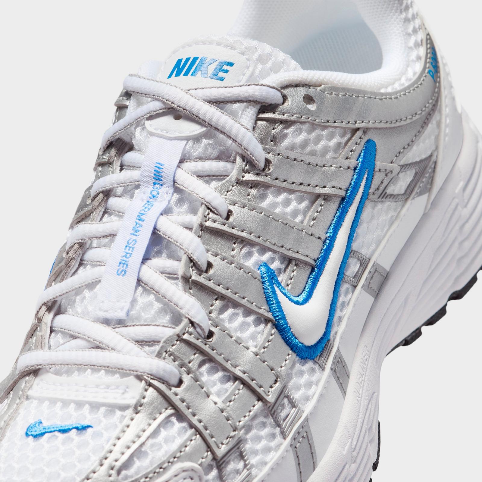 Big Kids' Nike P-6000 Casual Shoes - White/Blue Crystal/Metallic Silver/White