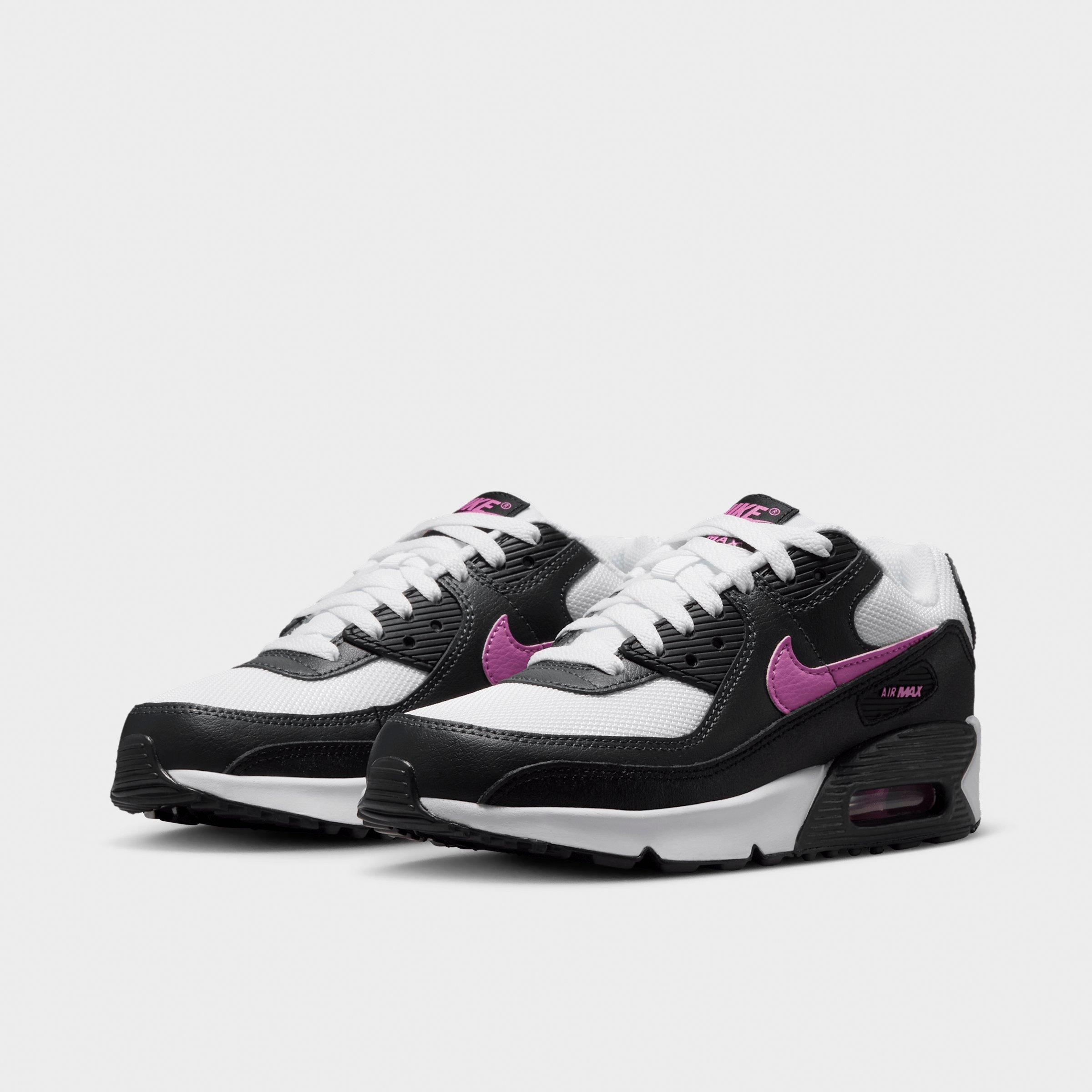 Big Kids' Nithtke Air Max 90 Casual Shoes - White/Black/Anthracite/Playful Pink - Both shoes facing left