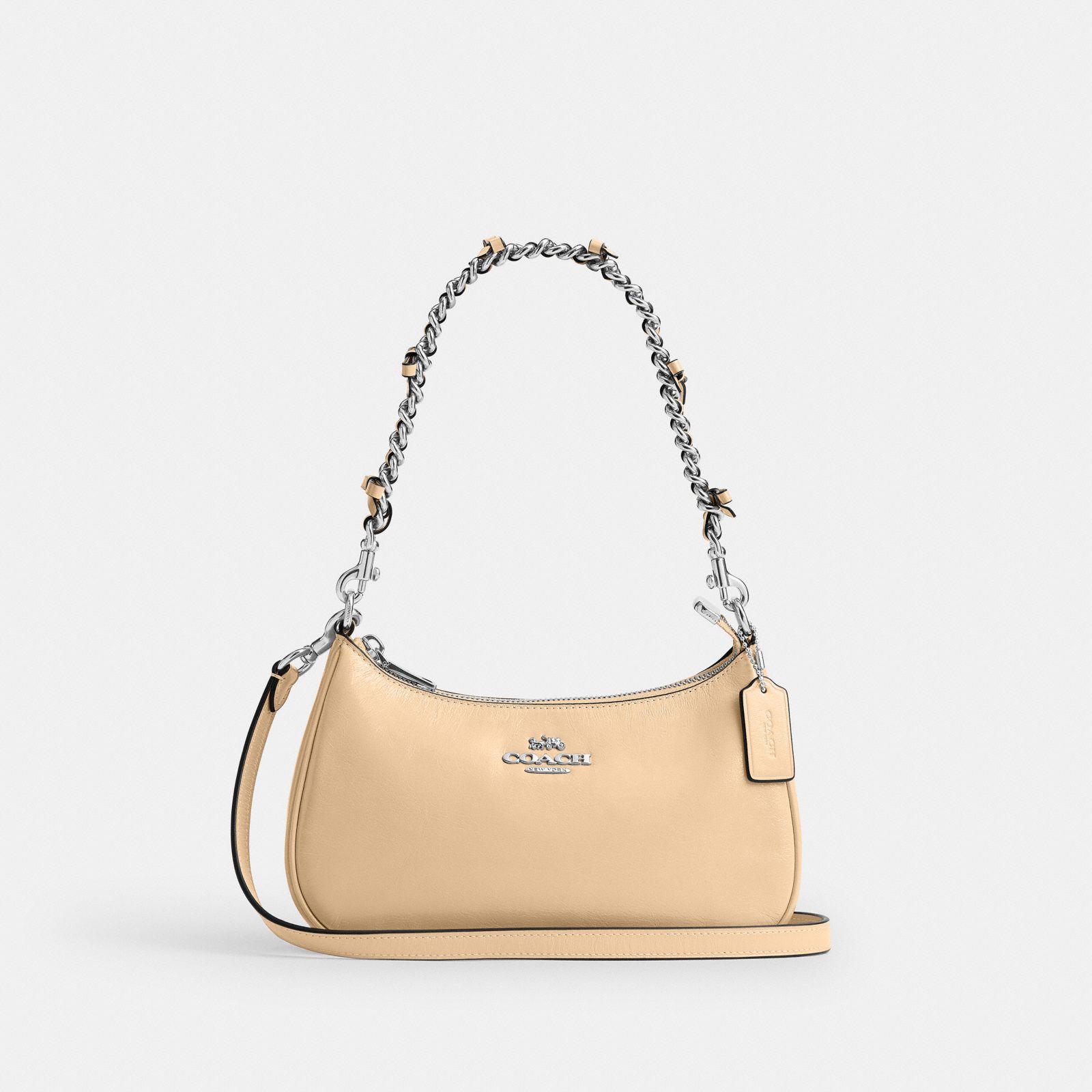 Teri Shoulder Bag With Bows - Silver/Light Sand