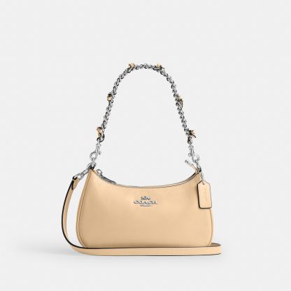 Teri Shoulder Bag With Bows - Silver/Light Sand