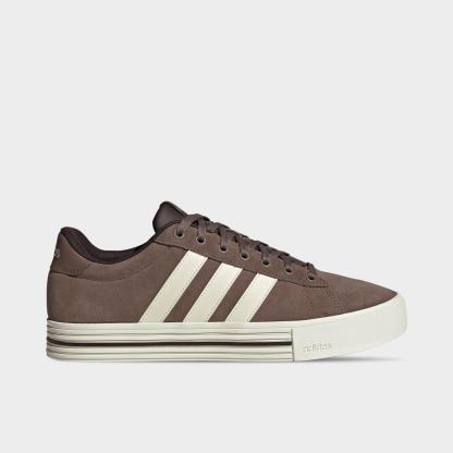 Men's adidas Daily 4.0 Casual Shoes (Big Kids' Sizes Available) - Part 1 - Earth Strata/Off White/Aurora Coffee - Left shoe facing left. Outside of the shoe.