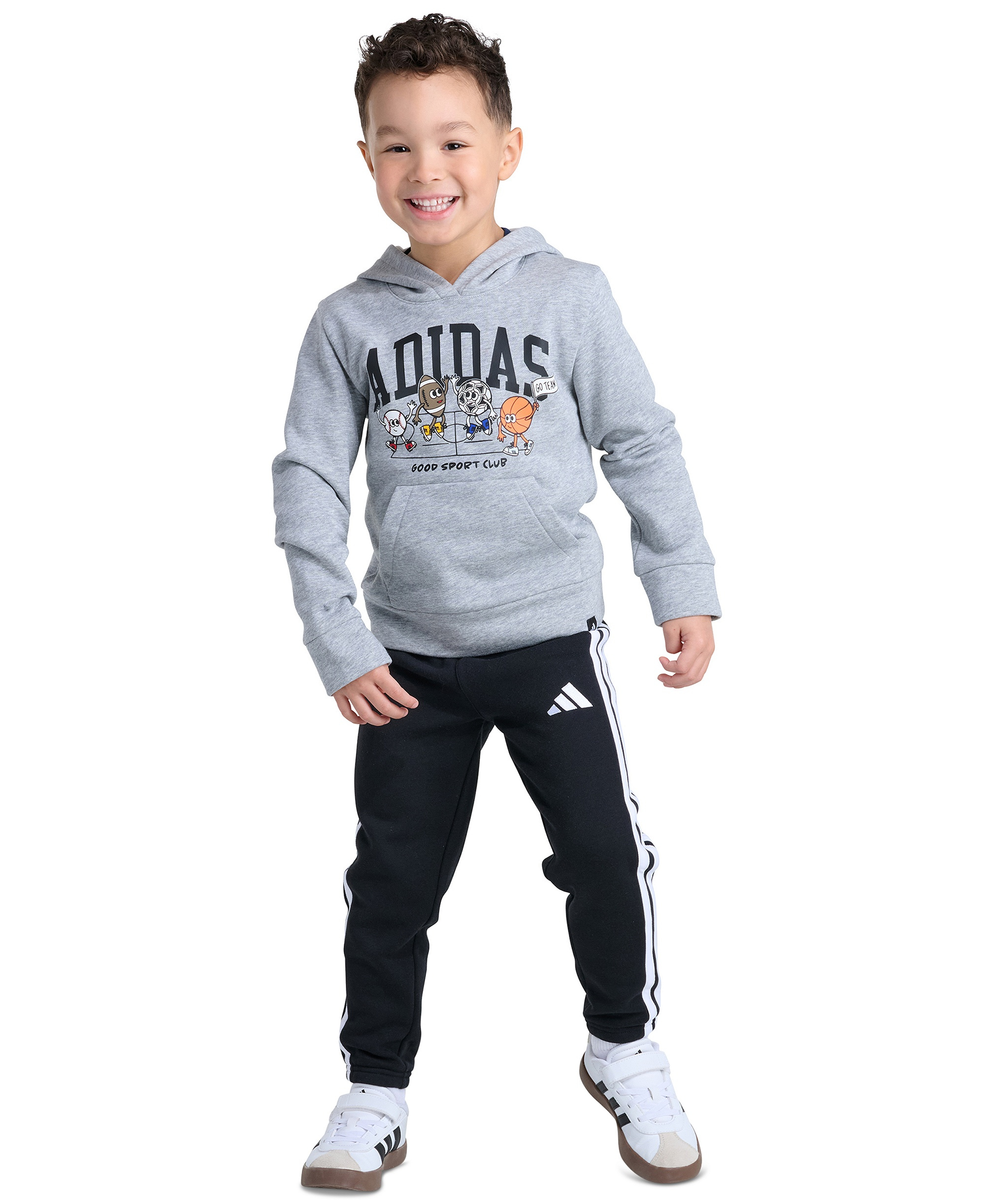 adidas Boys' 2T-7 Long-Sleeve Hoodie and Pants, 2-Piece Set - Medium Gray Heather