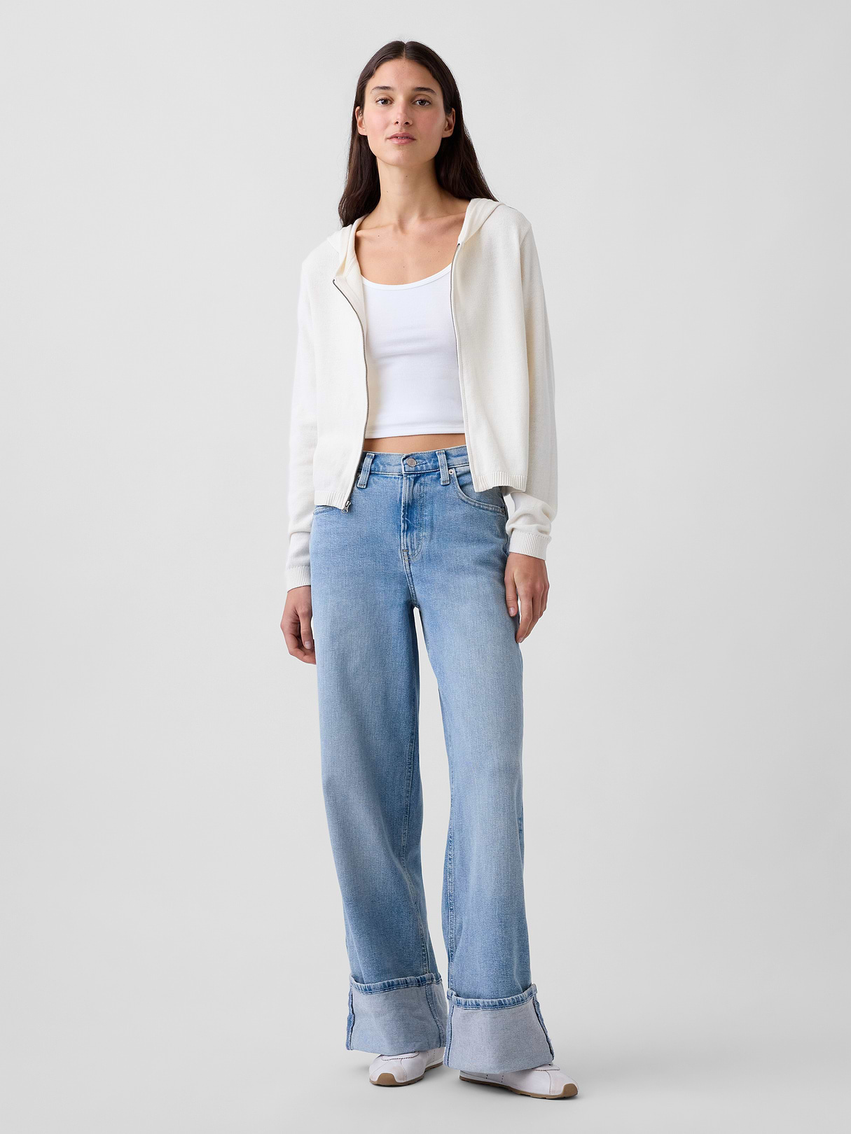 High Rise Stride Wide-Leg Jeans - Light wash indigo