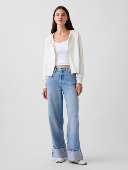 High Rise Stride Wide-Leg Jeans - Light wash indigo
