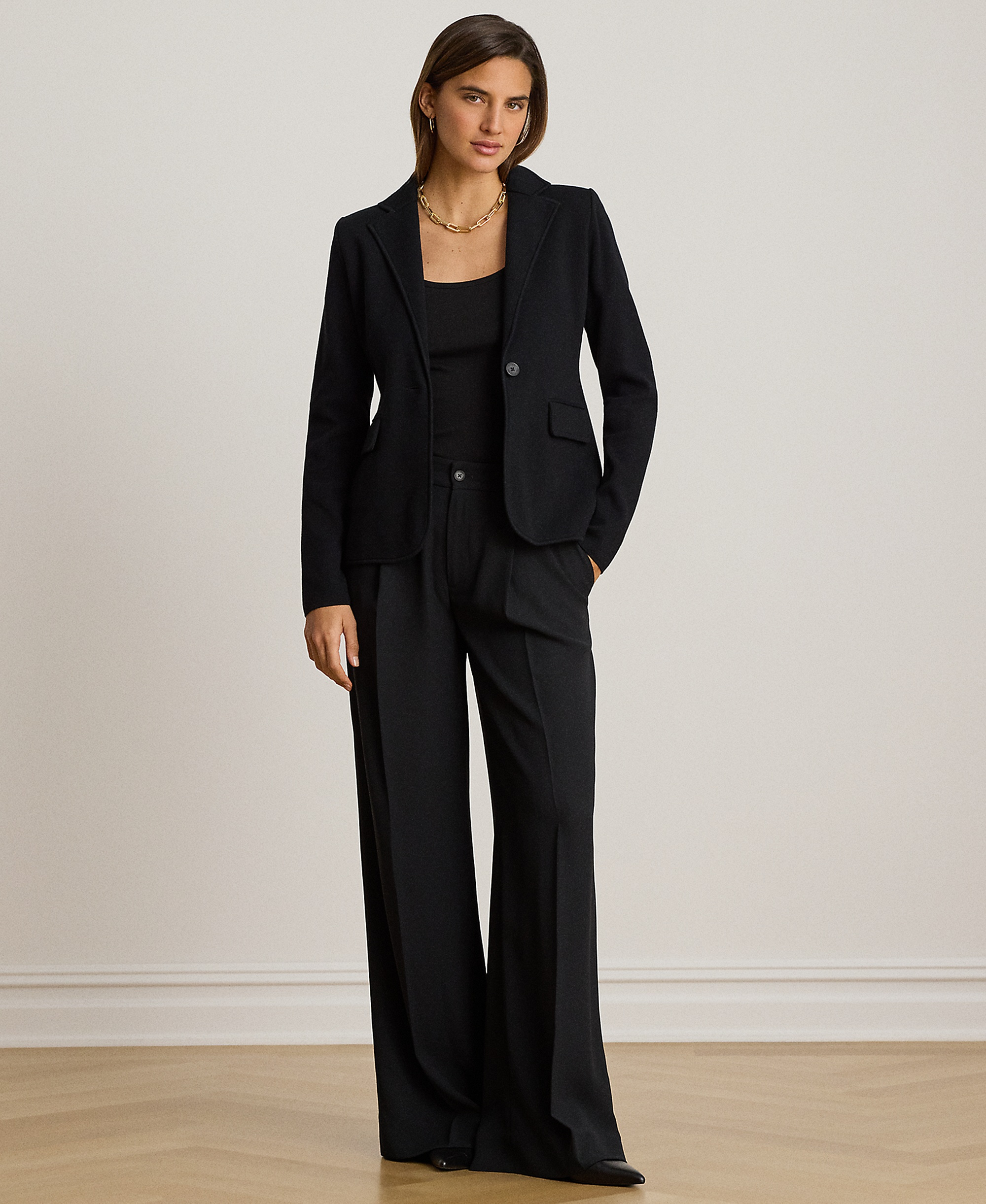 Lauren Ralph Lauren Women's Cotton-Blend Sweater Blazer - Black