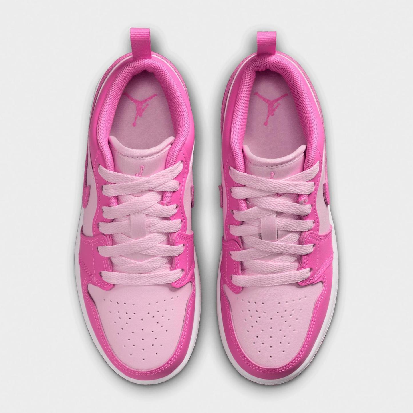 Little Kids' Air Jordan Retro 1 Low OG Casual Shoes - China Rose/White/Pink Foam - view 5