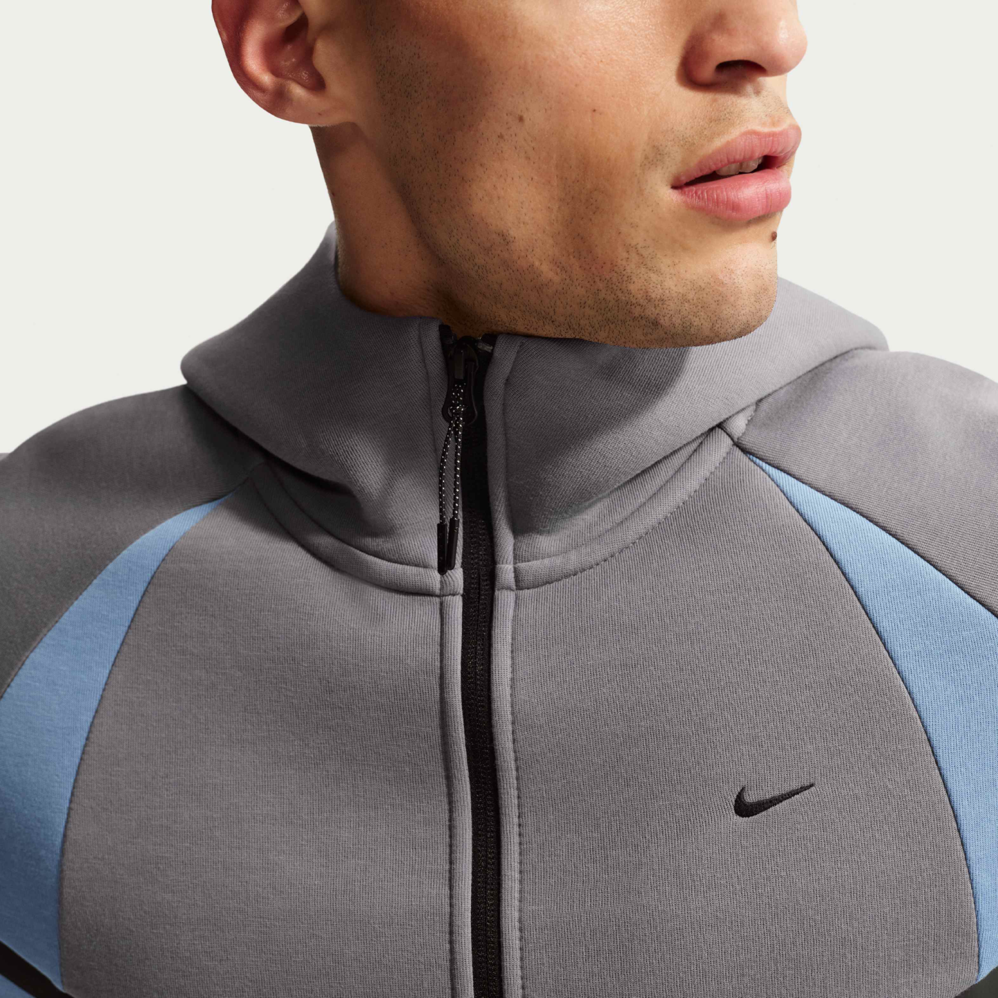 Nike Tech Men's Colour-Block Full-Zip Fleece Windrunner Jacket - Pencil Point/Work Blue/Black
