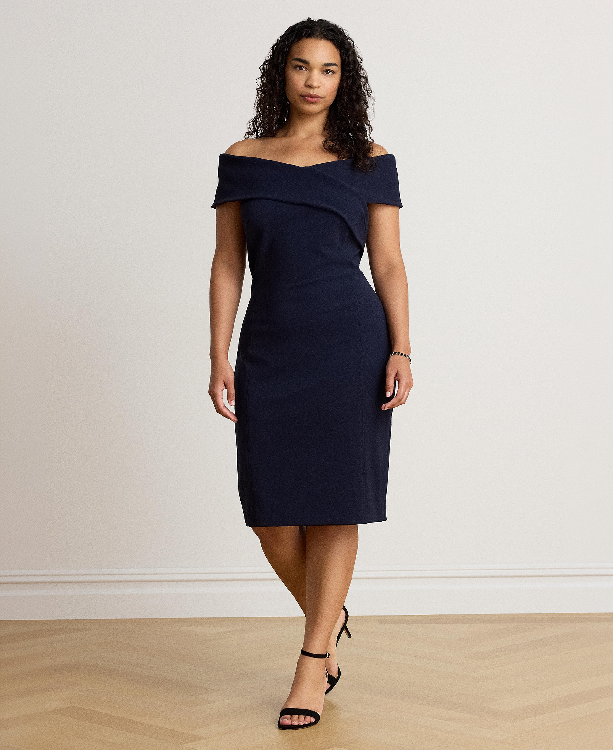 Lauren Ralph Lauren Women's Faille Off-the-Shoulder Cocktail Dress - Navy
