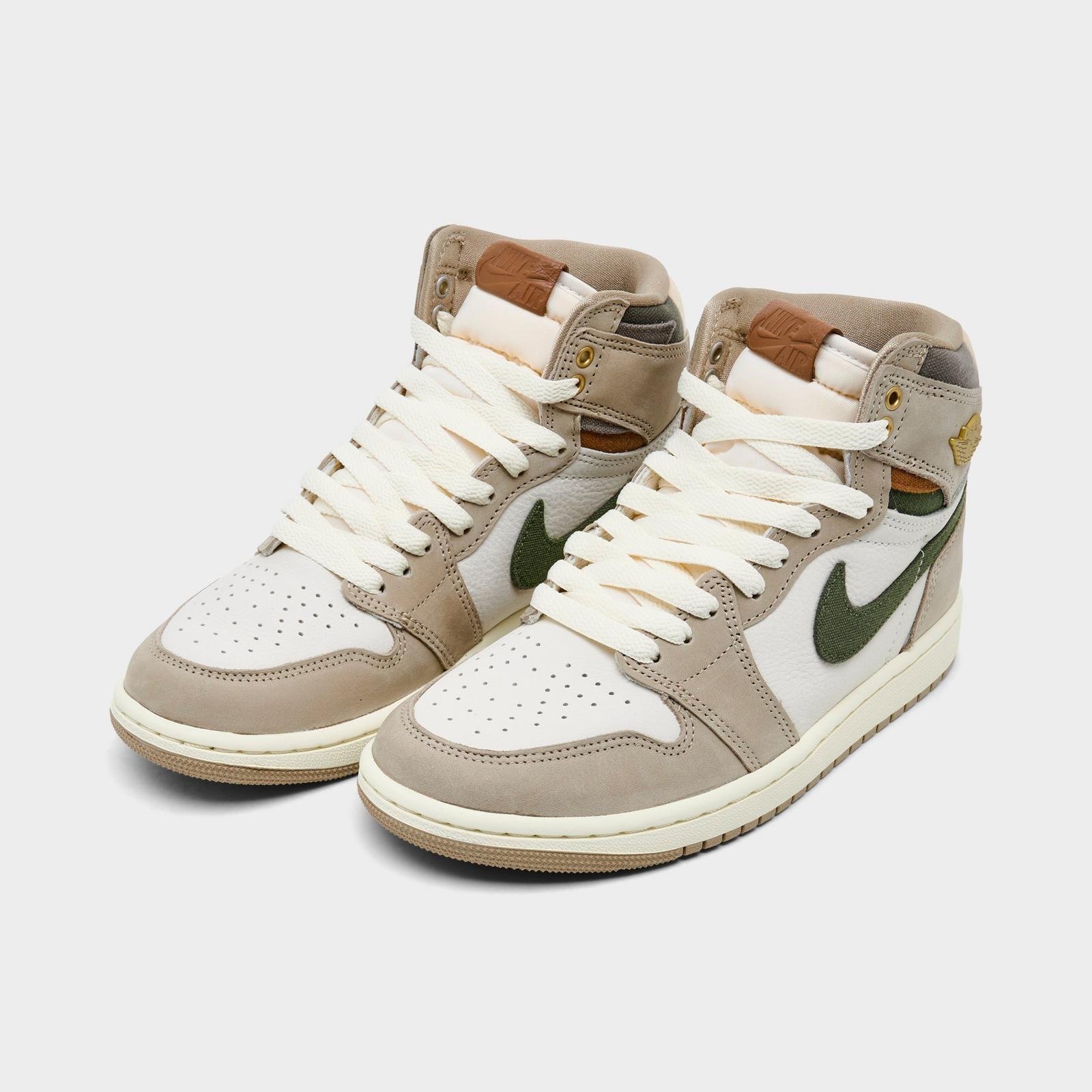 Women's Air Jordan Retro 1 High OG Casual Shoes - Khaki/Multi-Color/Sail/Cargo Khaki/Coconut Milk/Pecan - view 2
