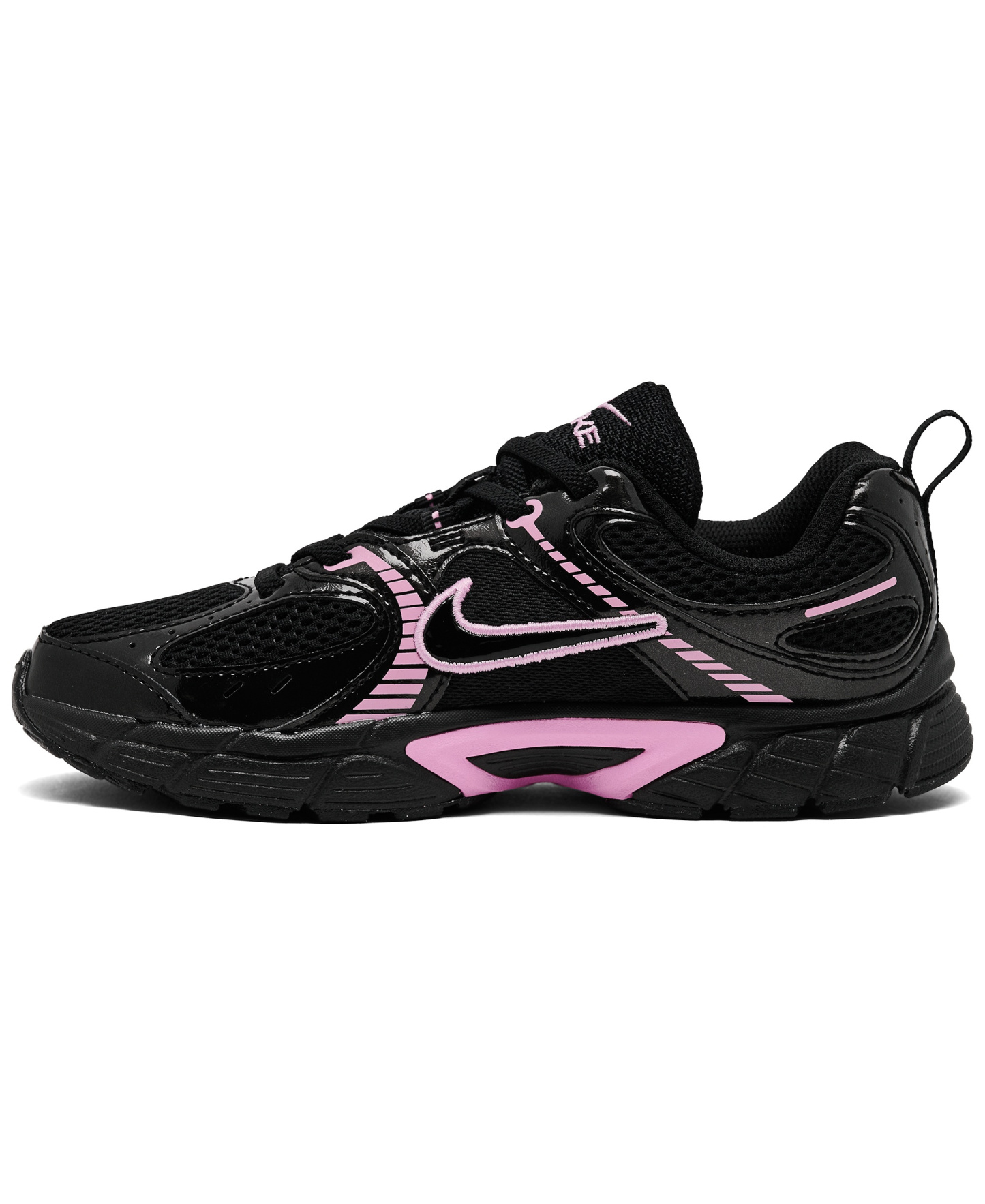 Nike Little Kids V5 RNR Elastic Lace Lifestyle Sneakers from Finish Line - Black, Pink Rise