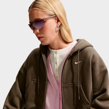 Women's Nithtke Studio Fleece Medium-Weight Oversized Cropped Full-Zip Hoodie - Dark Hazel/Sail