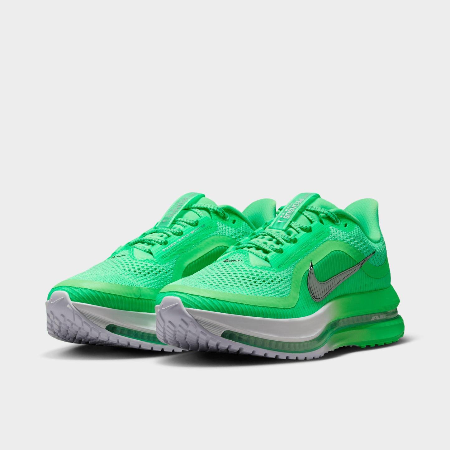 Women's Nithtke Pegasus Premium Running Shoes - Part 2 - Illusion Green/White/Metallic Silver - Both shoes facing left