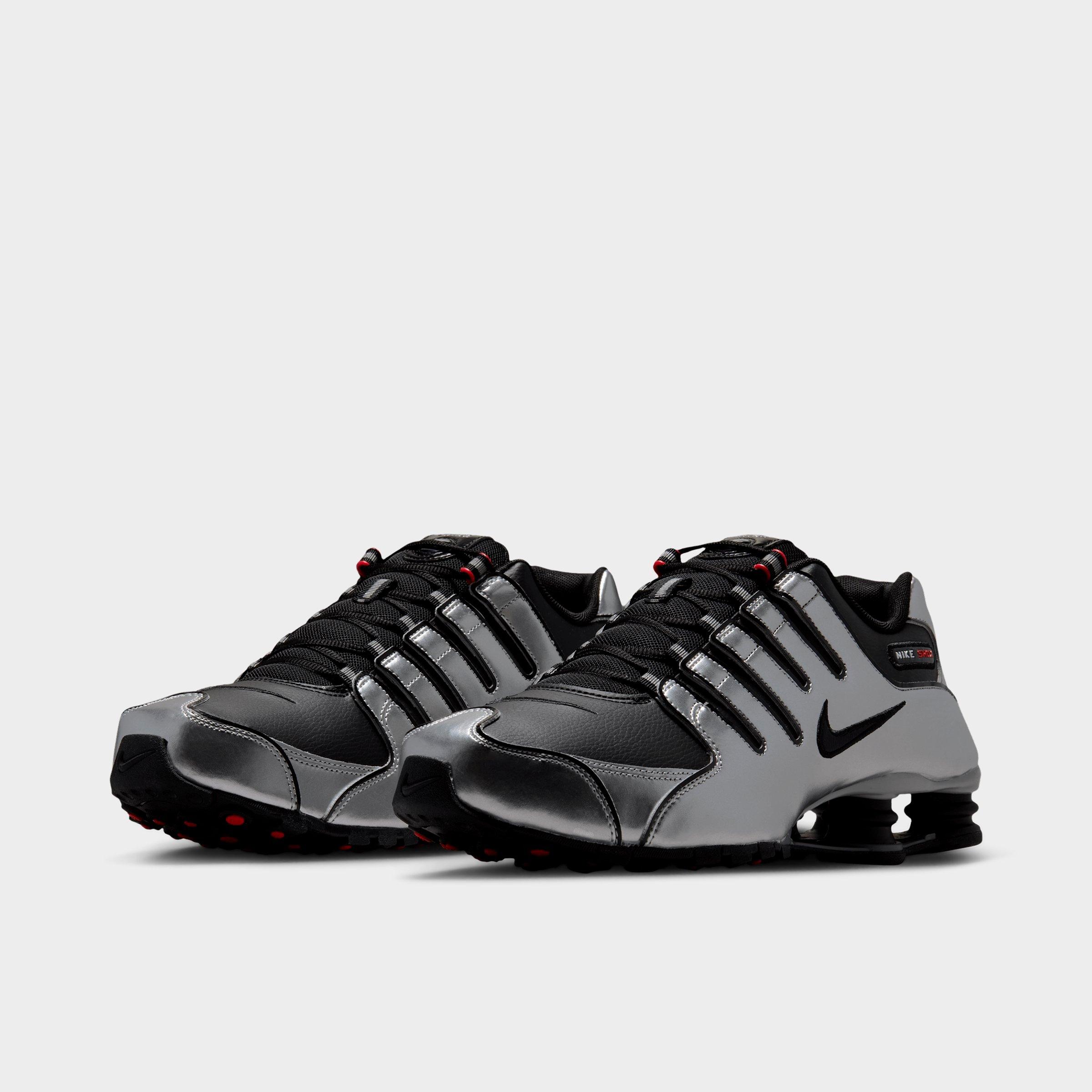 Men's Nithtke Shox NZ Casual Shoes - Black/Metallic Silver/University Red/Black - Both shoes facing left