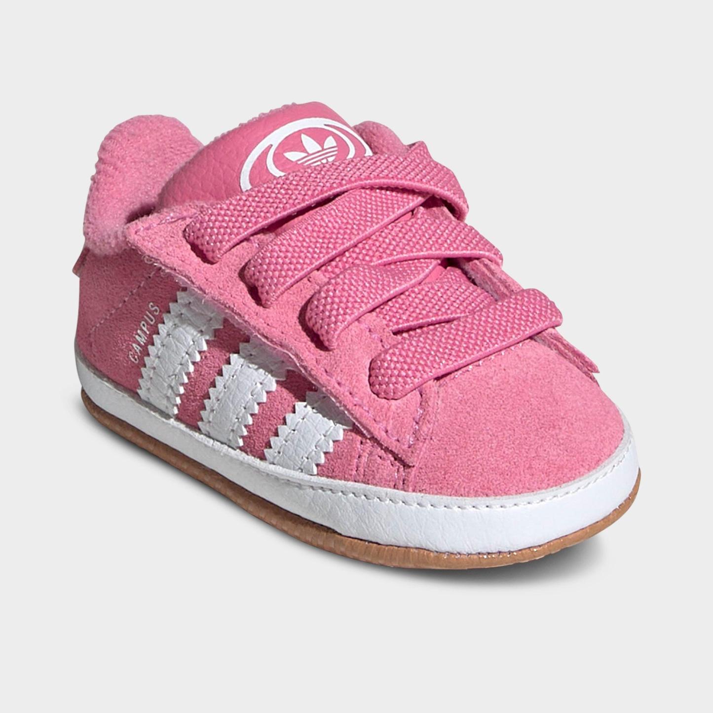 Infant adidas Originals Campus 00s Stretch Lace Comfort Closure Crib Shoes - Bliss Pink/White/Gum - Both shoes facing left