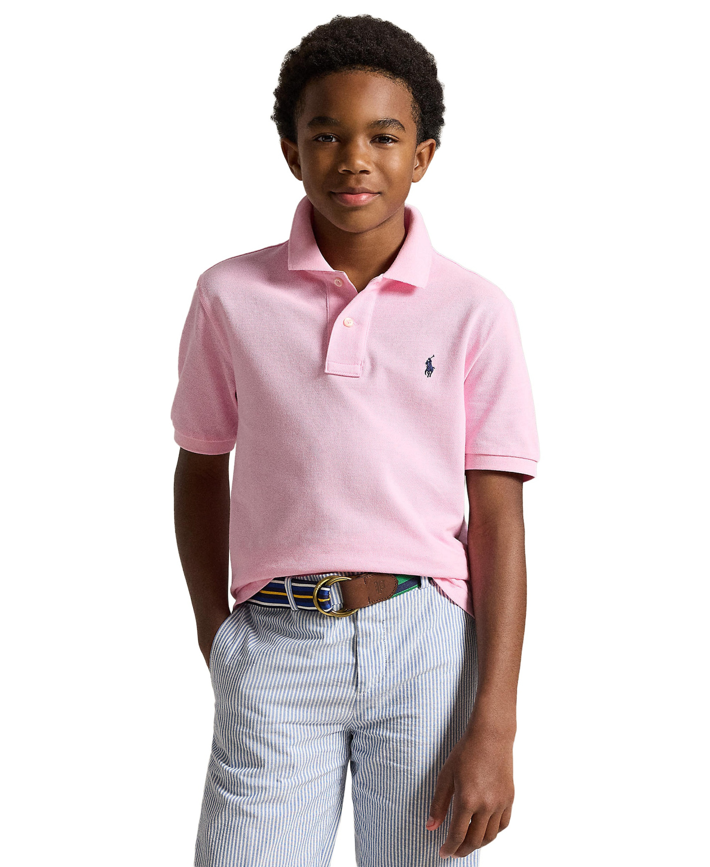 Polo Ralph Lauren 8-20 Boys' Cotton Mesh Logo Polo Shirt - Carmel Pink