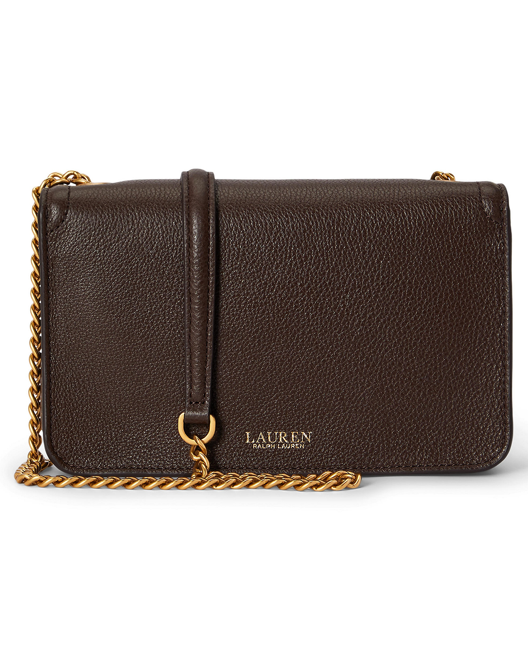 Lauren Ralph Lauren Bradley Small Pebbled Leather Crossbody Wallet - Chestnut Brown