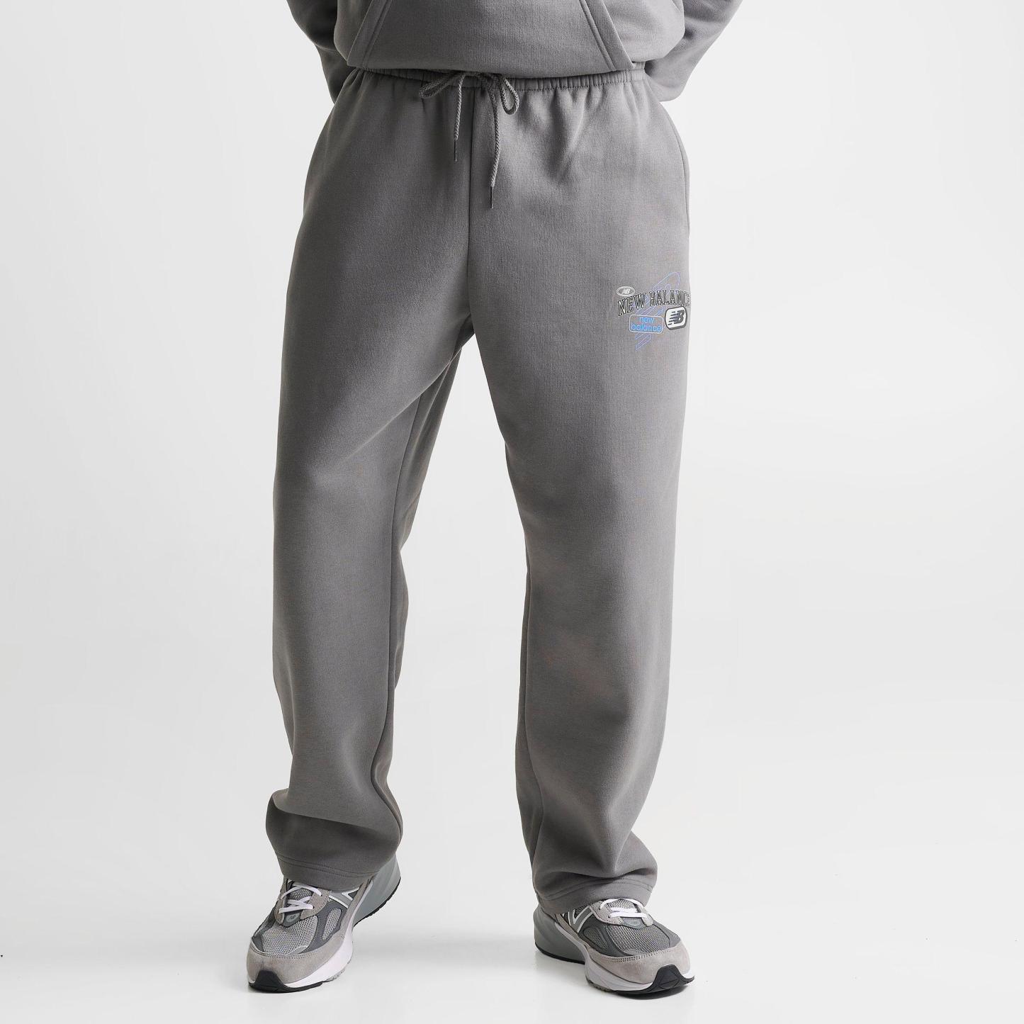 Men's New Balance Puffed Fleece Sweatpants - Grey/Blue - view 3