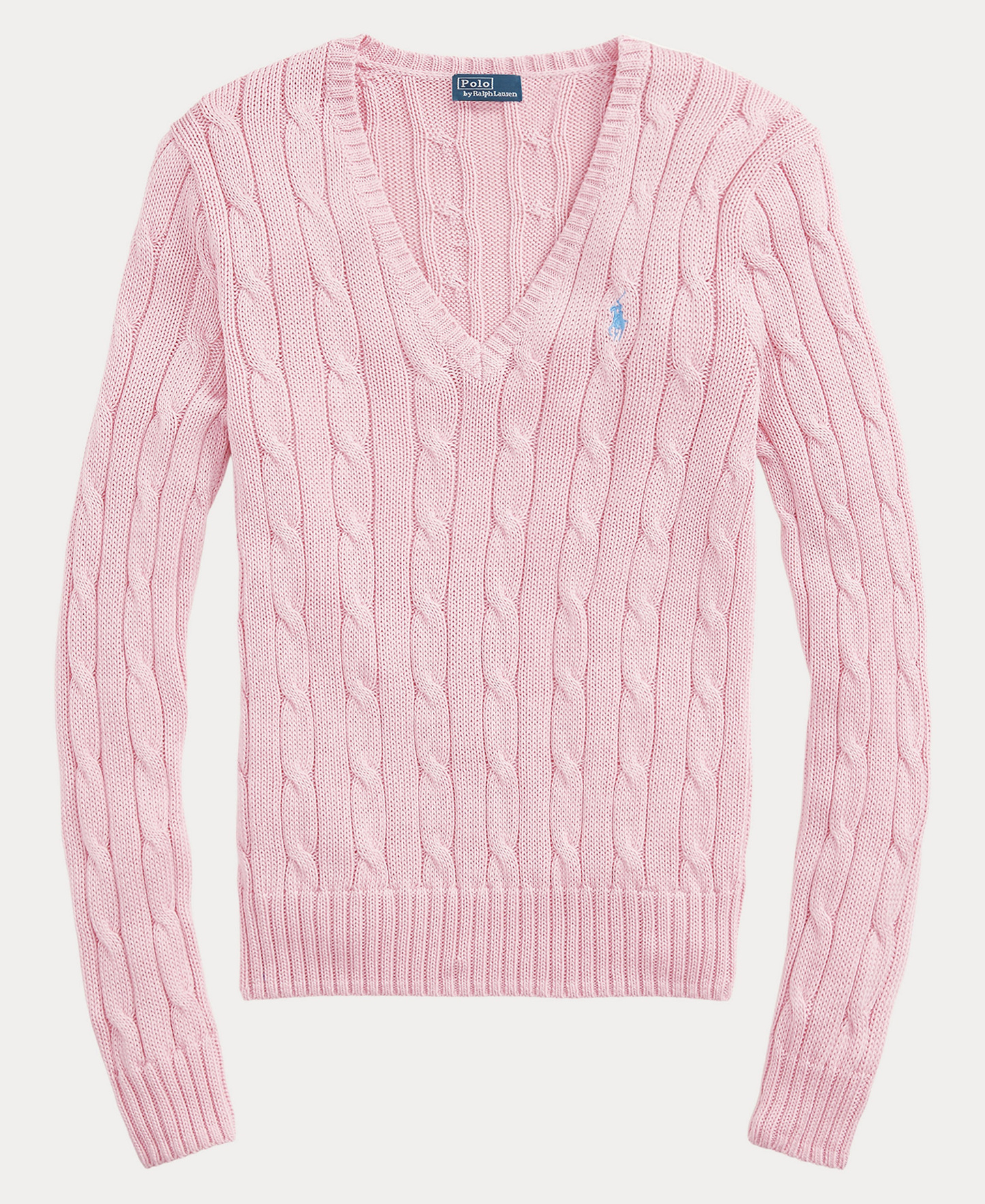 Polo Ralph Lauren Women's Cable-Knit Cotton V-Neck Sweater - Carmel Pink