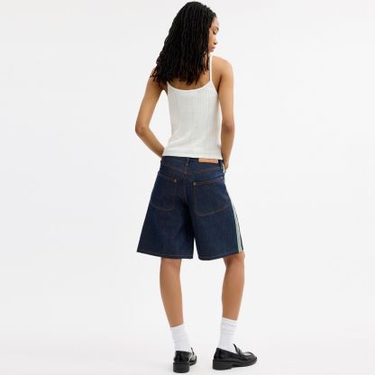 Coach | Brain Dead Denim Skater Shorts In Recycled Cotton - Dark Blue - view 3