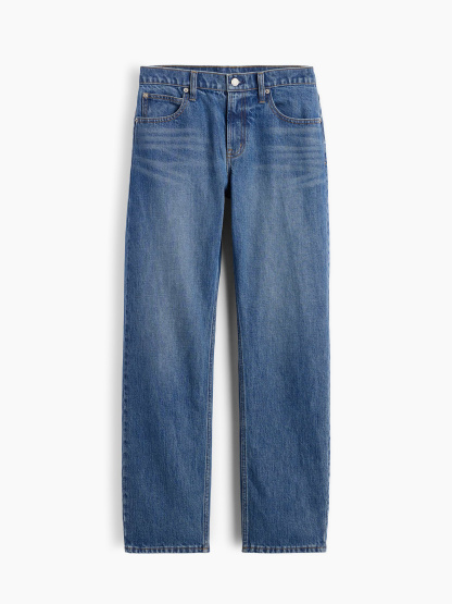 Mid Rise Straight Taper Jeans - Medium indigo