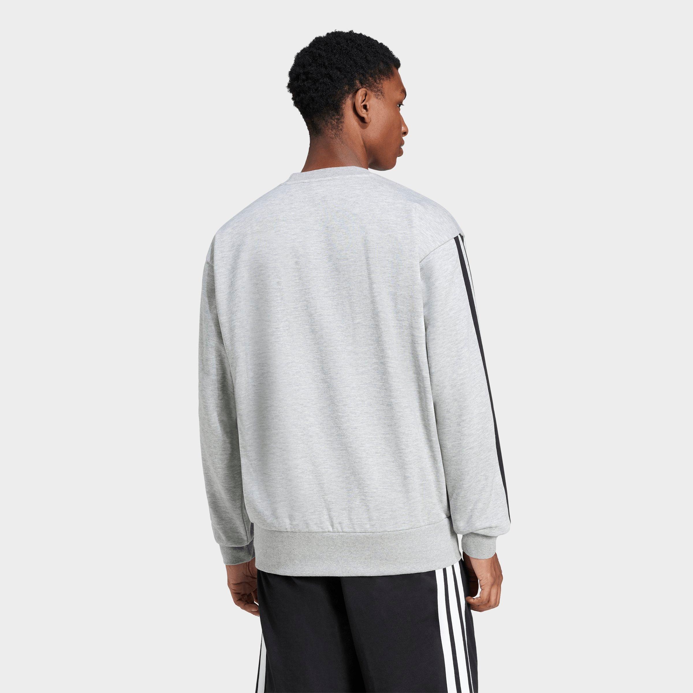 Men's adidas Essentials 3-Stripes Fleece Crewneck Sweatshirt - Medium Grey Heather