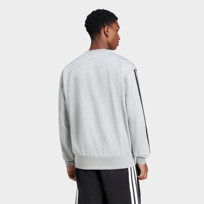 Men's adidas Essentials 3-Stripes Fleece Crewneck Sweatshirt - Medium Grey Heather