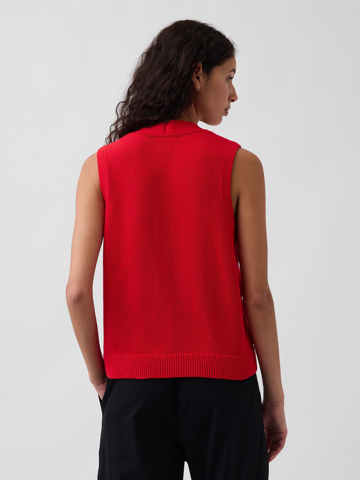100% Cotton Pocket Sweater Vest - Pure red