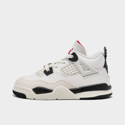 Kids' Toddler Air Jordan Retro 4 Basketball Shoes - Sail/University Red/Black - view 1
