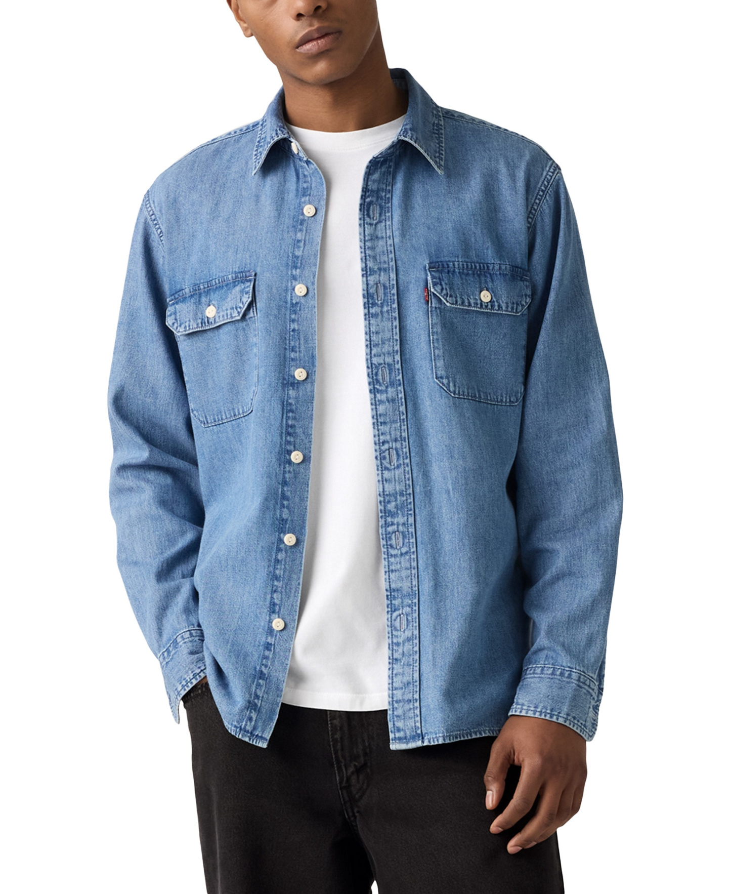 Levi's Men's Relaxed-Fit Long-Sleeve Button-Front Worker Shirt - Indigo wash