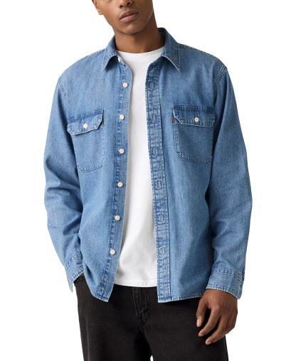 Levi's Men's Relaxed-Fit Long-Sleeve Button-Front Worker Shirt - Indigo wash