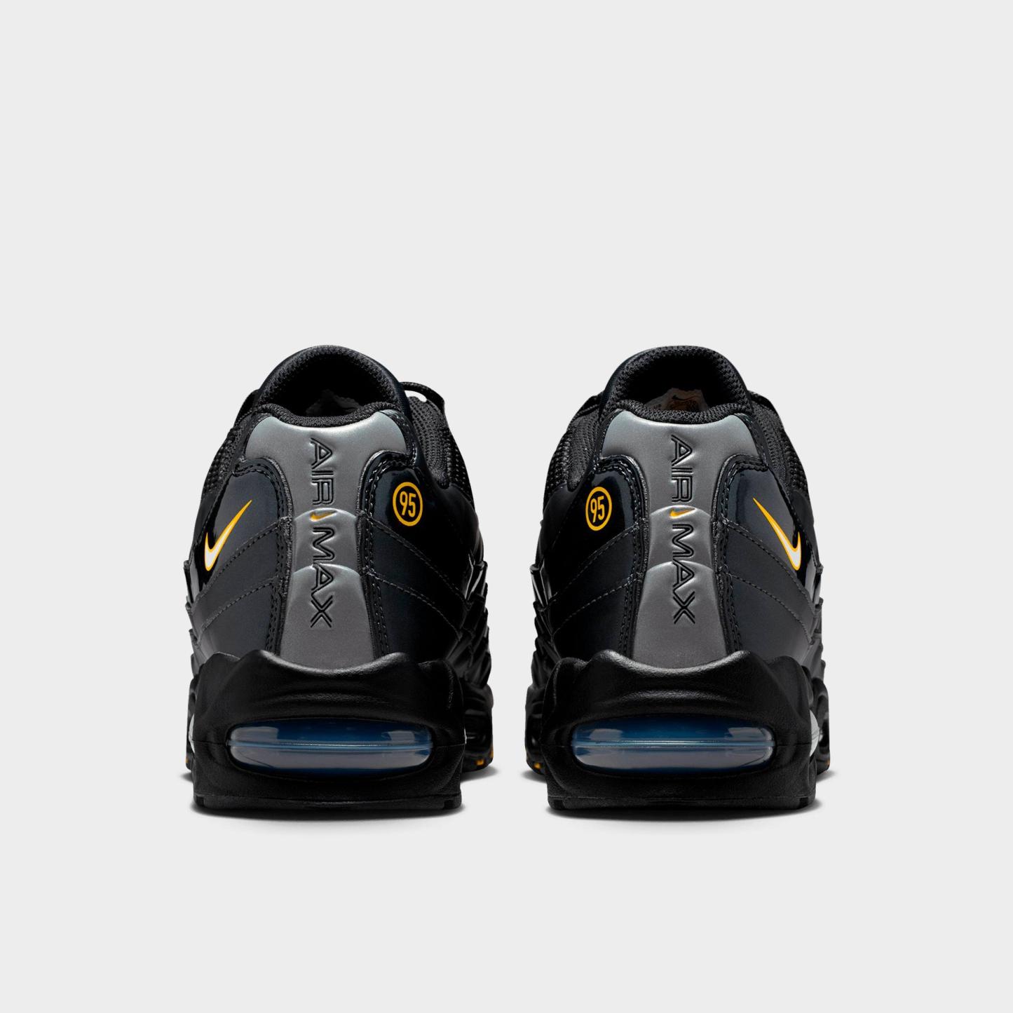 Men's Nithtke Air Max 95 Big Bubble Total 90 Casual Shoes - Black/University Gold/Metallic Silver/White - Back view