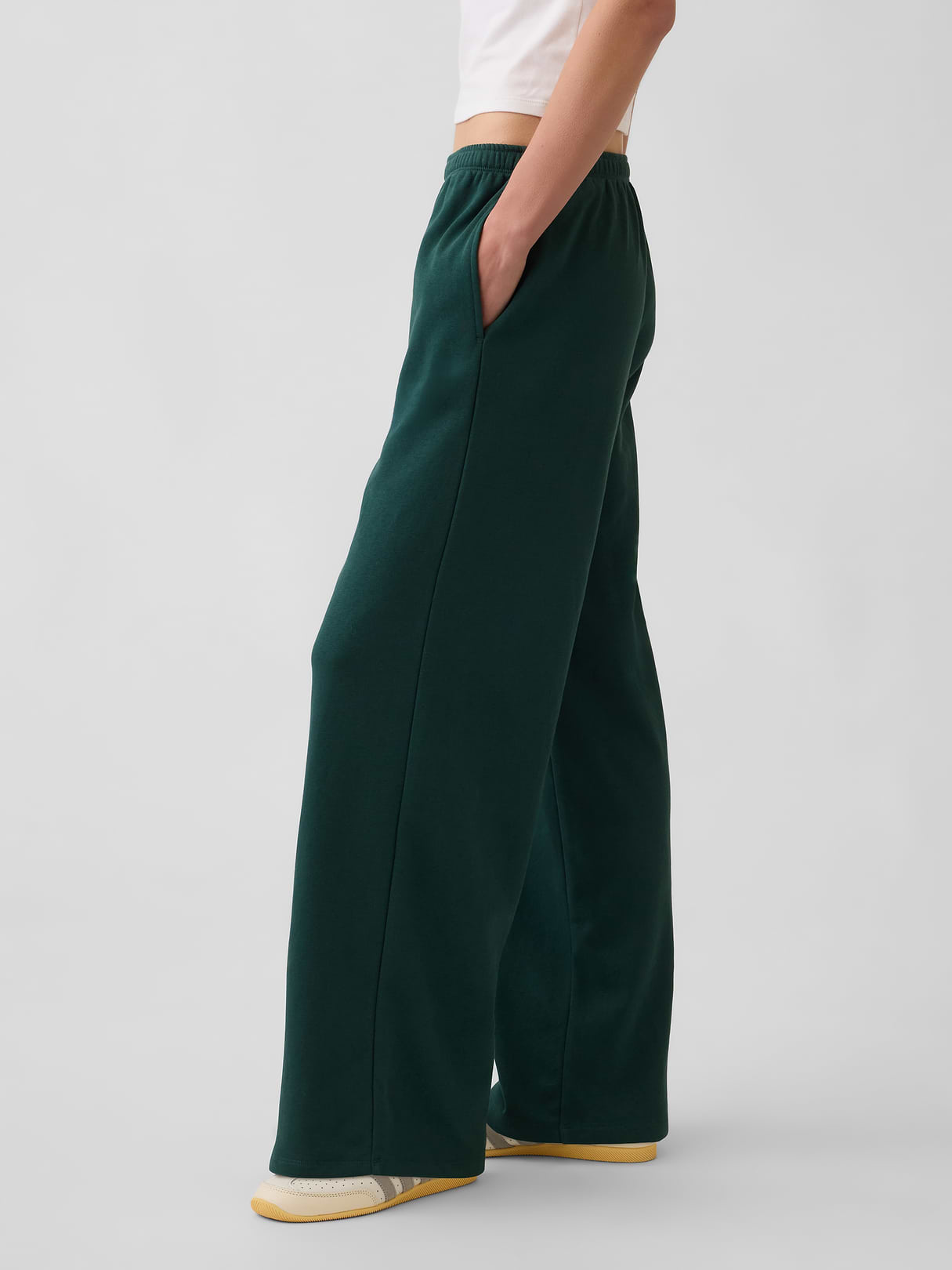 Mid Rise VintageSoft Terry Loose Sweatpants - Dark green