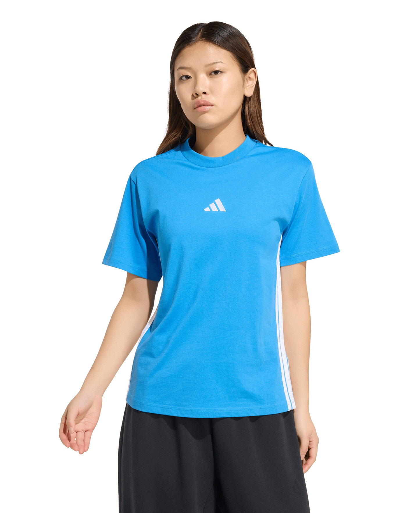 adidas Women's Essentials 3-Stripes Cotton T-Shirt - Ray Blue